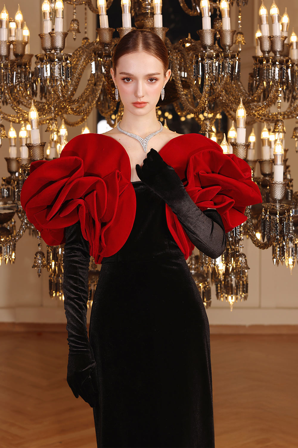 Women's Rose Sheath Off-Shoulder Velvet Floor Length Dress S/M/L/Customize Black/Red Mean Blvd Black/Red / M Women's Rose Sheath Off-Shoulder Velvet Floor Length Dress S/M/L/Customize Black/Red Mean Blvd Black/Red / M
