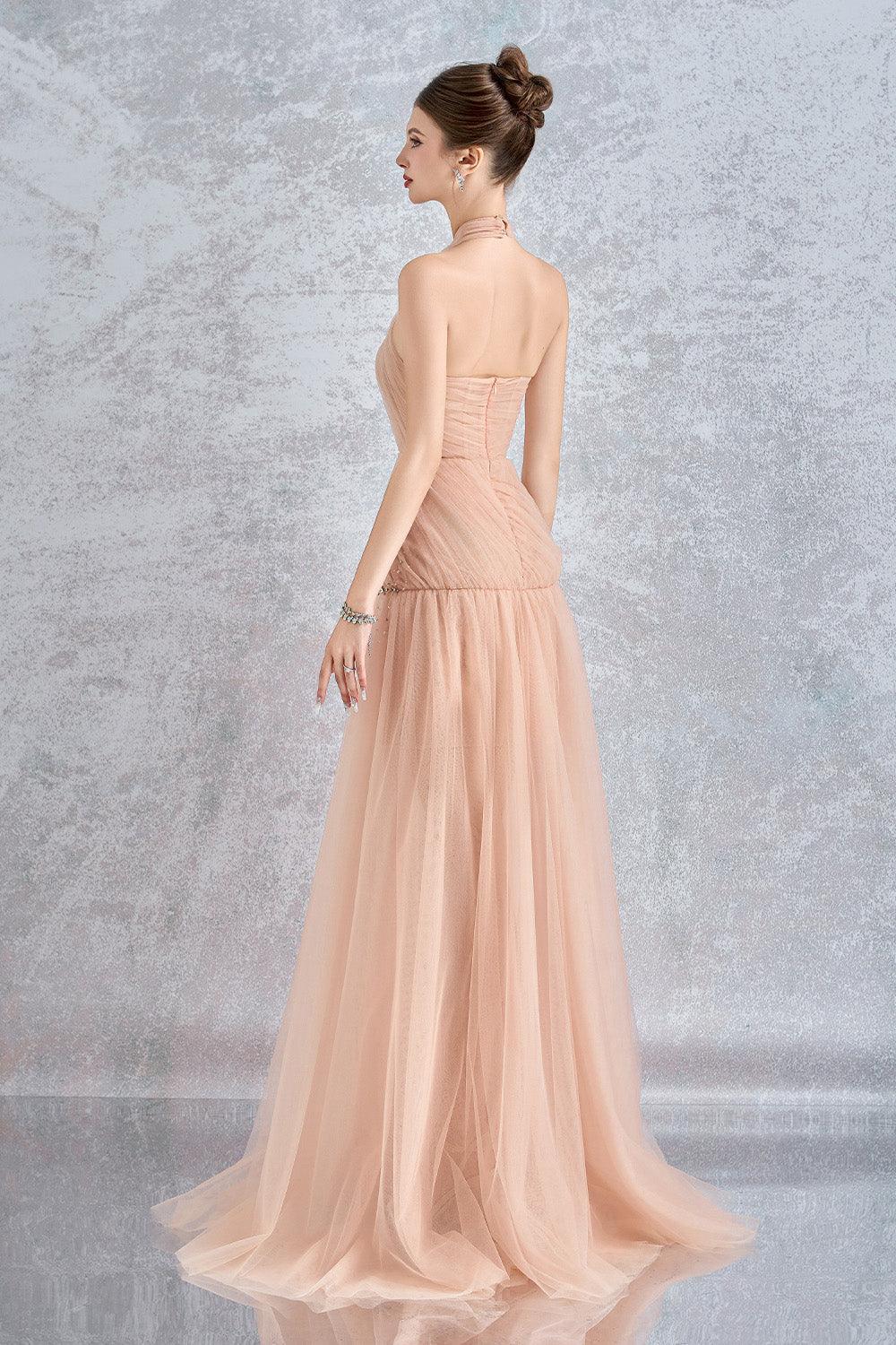 Uranette Gathered Criss Cross Neck Mesh Floor Length Dress - MEAN BLVD