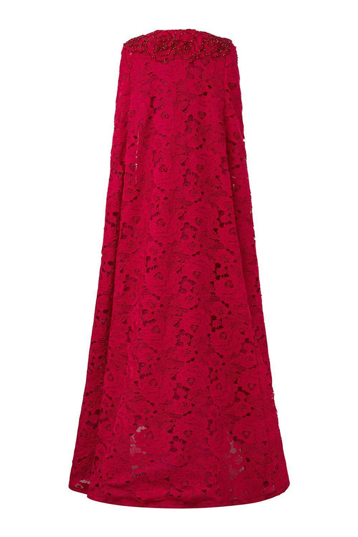 Vada Sheath Cape Sleeved Lace Floor Length Dress - MEAN BLVD