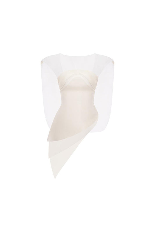 Van Asymmetric Boat Neck Foam Organza Top - MEAN BLVD