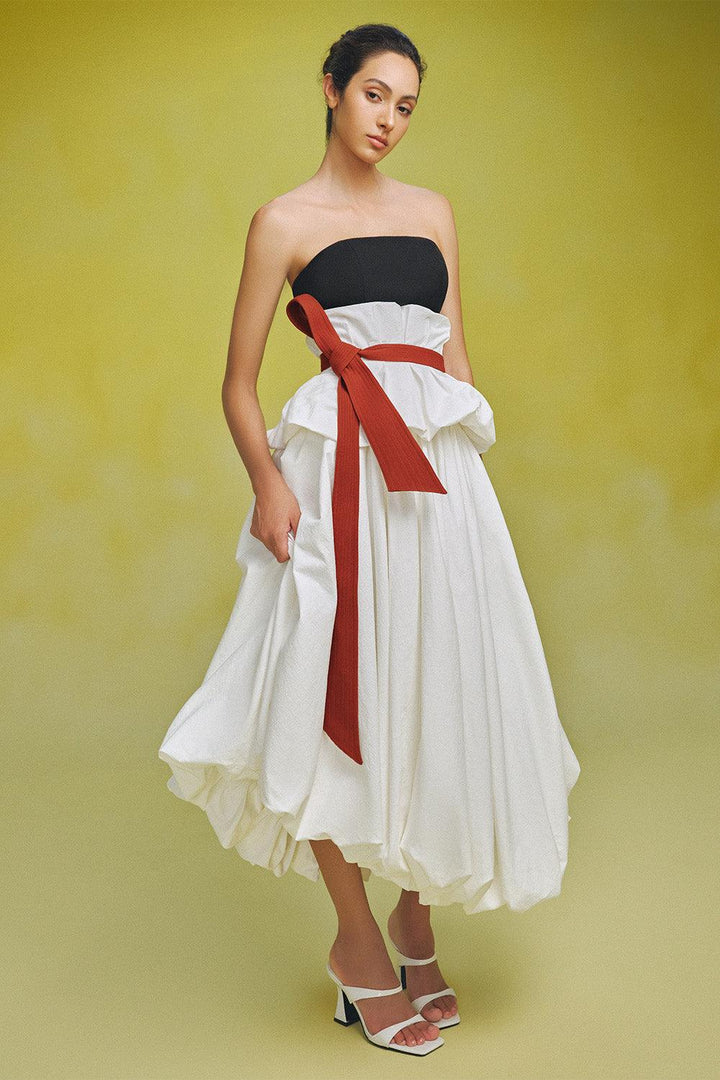 Van Vi Bubble Asymmetric Linen Blend Midi Skirt - MEAN BLVD