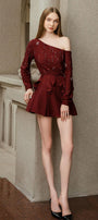 Varis A-line Box Pleated Ribbed Velvet Mini Skirt - MEAN BLVD