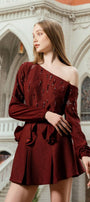 Varis Straight Asymmetric Sleeved Ribbed Velvet Top - MEAN BLVD