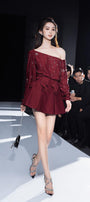 Varis Straight Asymmetric Sleeved Ribbed Velvet Top - MEAN BLVD