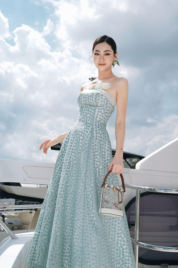 Varsha Strapless Side Pocket Lace Ankle Length Dress - MEAN BLVD