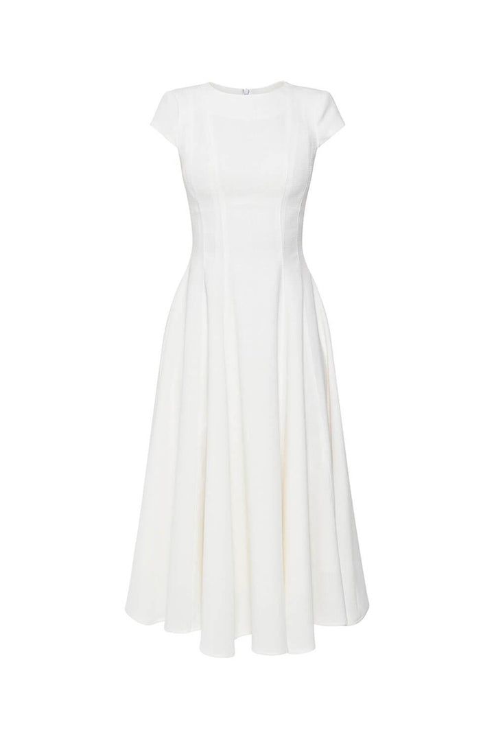 Vela Flared Short Sleeved Wool Cotton Midi Dress - MEAN BLVD