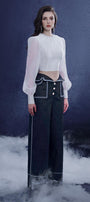 Veloura Cropped Round Neck Silk Chiffon Top - MEAN BLVD