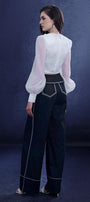 Veloura Straight Wide Leg Denim Floor Length Pants - MEAN BLVD