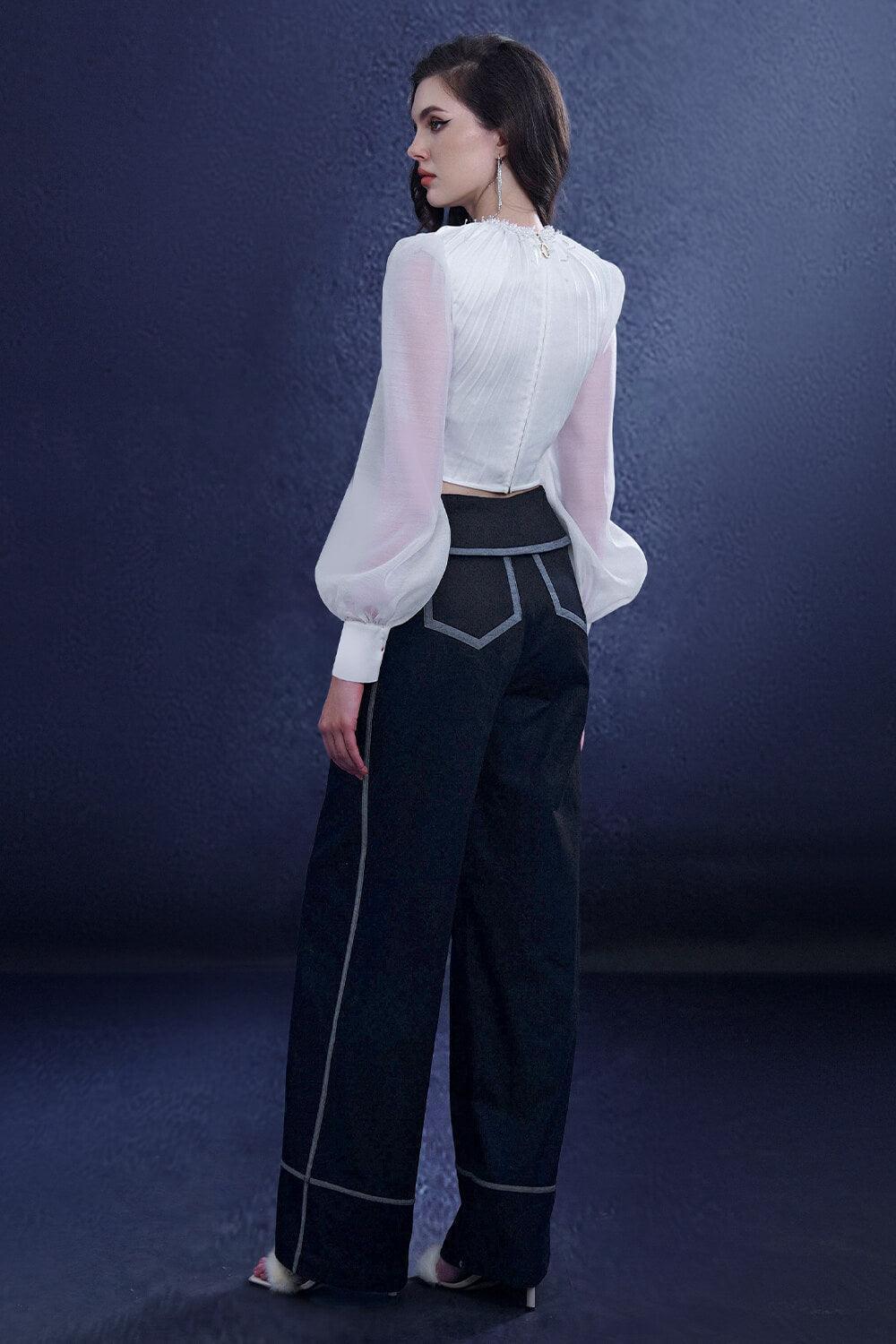 Veloura Straight Wide Leg Denim Floor Length Pants - MEAN BLVD