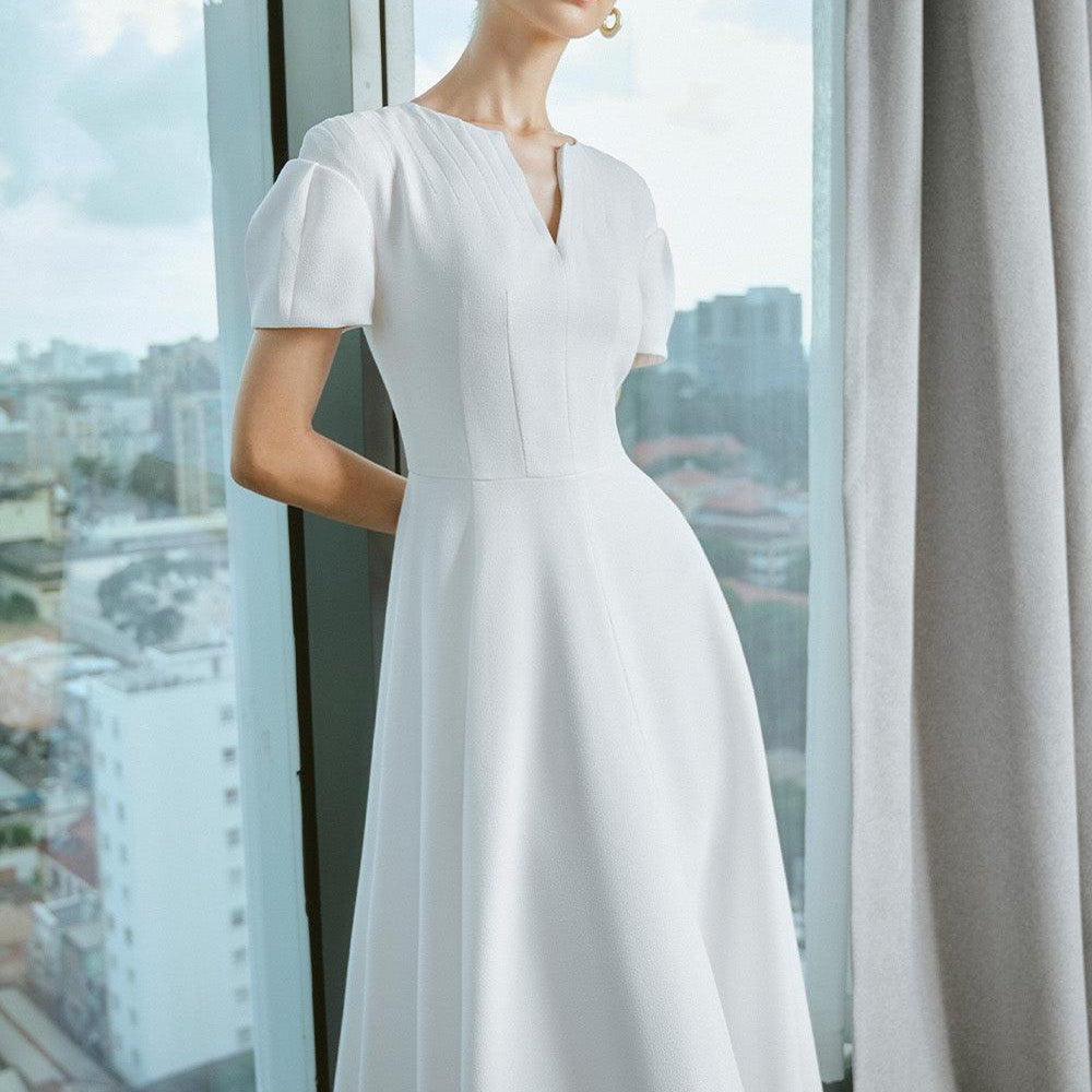 Veneta A-line Short Sleeved Polycotton Ankle Length Dress - MEAN BLVD