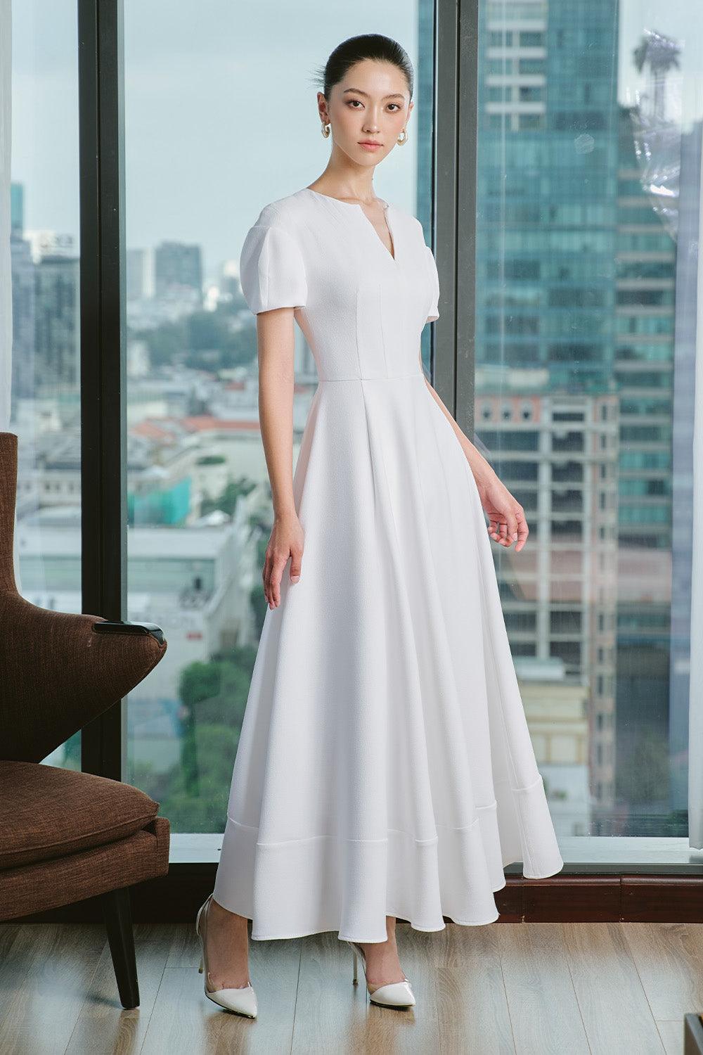 Veneta A-line Short Sleeved Polycotton Ankle Length Dress - MEAN BLVD