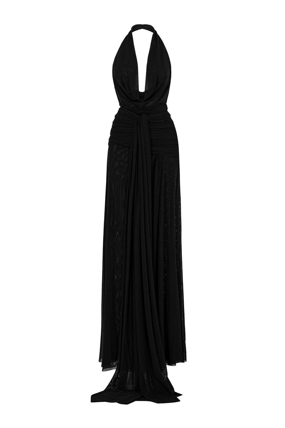 venus mesh dress Women's Venus Sarong Gathered Mesh Floor Length Dress XS/S/M/L/XL/Customize Nude/Black/Red MEAN BLVD Black / M