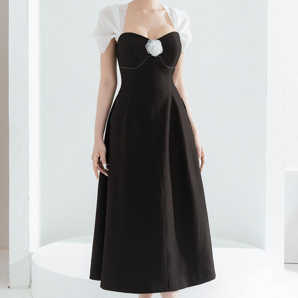 Vera A-line Semi-Heart Neck Polycotton Midi Dress - MEAN BLVD