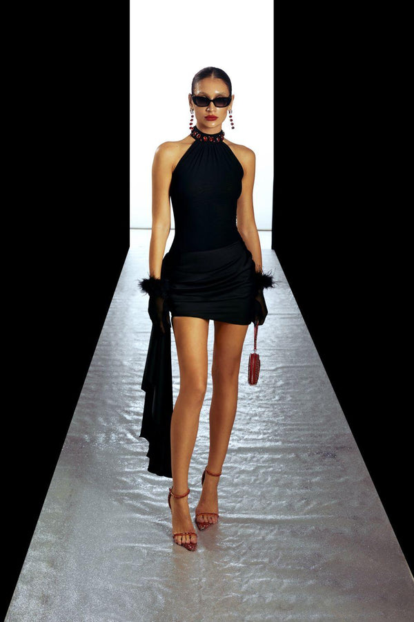 Vera Asymmetric Draped Silk Mini Skirt - MEAN BLVD
