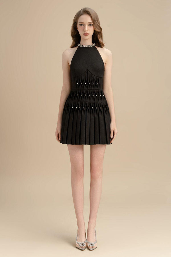 Vesper A-line Jewel Neck Rayon Blend Mini Dress - MEAN BLVD