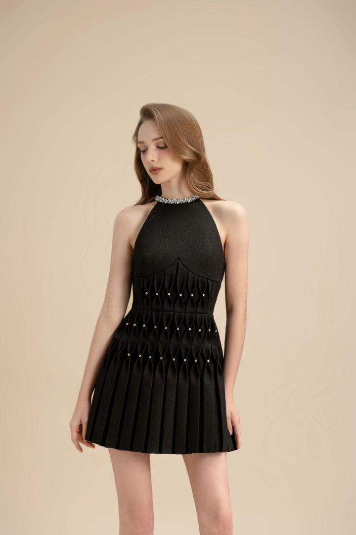 Vesper A-line Jewel Neck Rayon Blend Mini Dress - MEAN BLVD