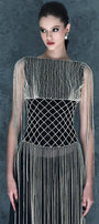 Vespertine Sheath Boat Neck Mesh Floor Length Dress - MEAN BLVD