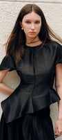 Veta Asymmetric Peplum Top - MEAN BLVD