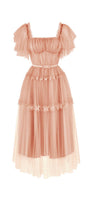 Viana Gathered Square Neck Tulle Midi Dress - MEAN BLVD
