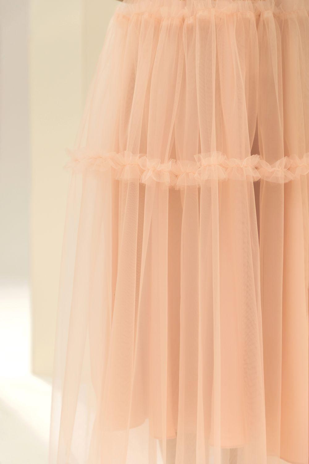 Viana Gathered Square Neck Tulle Midi Dress - MEAN BLVD