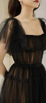 Viana Gathered Square Neck Tulle Midi Dress - MEAN BLVD