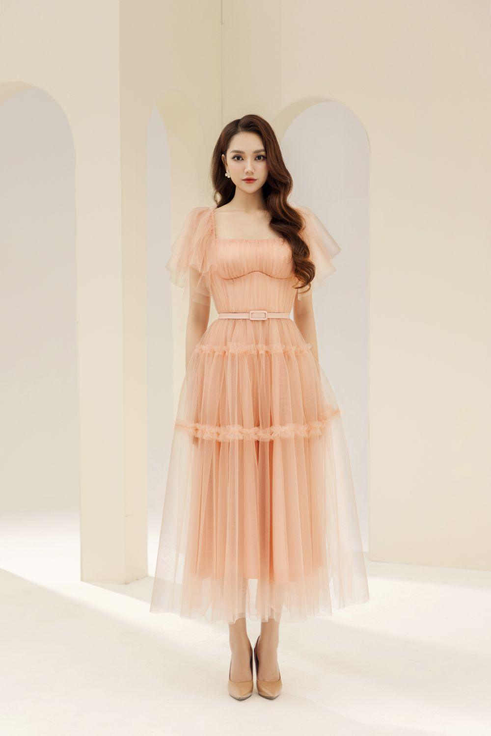 Viana Gathered Square Neck Tulle Midi Dress - MEAN BLVD