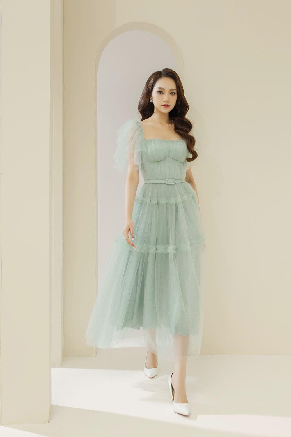 Women's Viana Gathered Square Neck Tulle Midi Dress S/M/L/Xl Black/Blue/Pink Mean Blvd S / Black