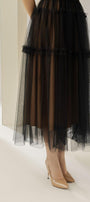 Viana Gathered Square Neck Tulle Midi Dress - MEAN BLVD