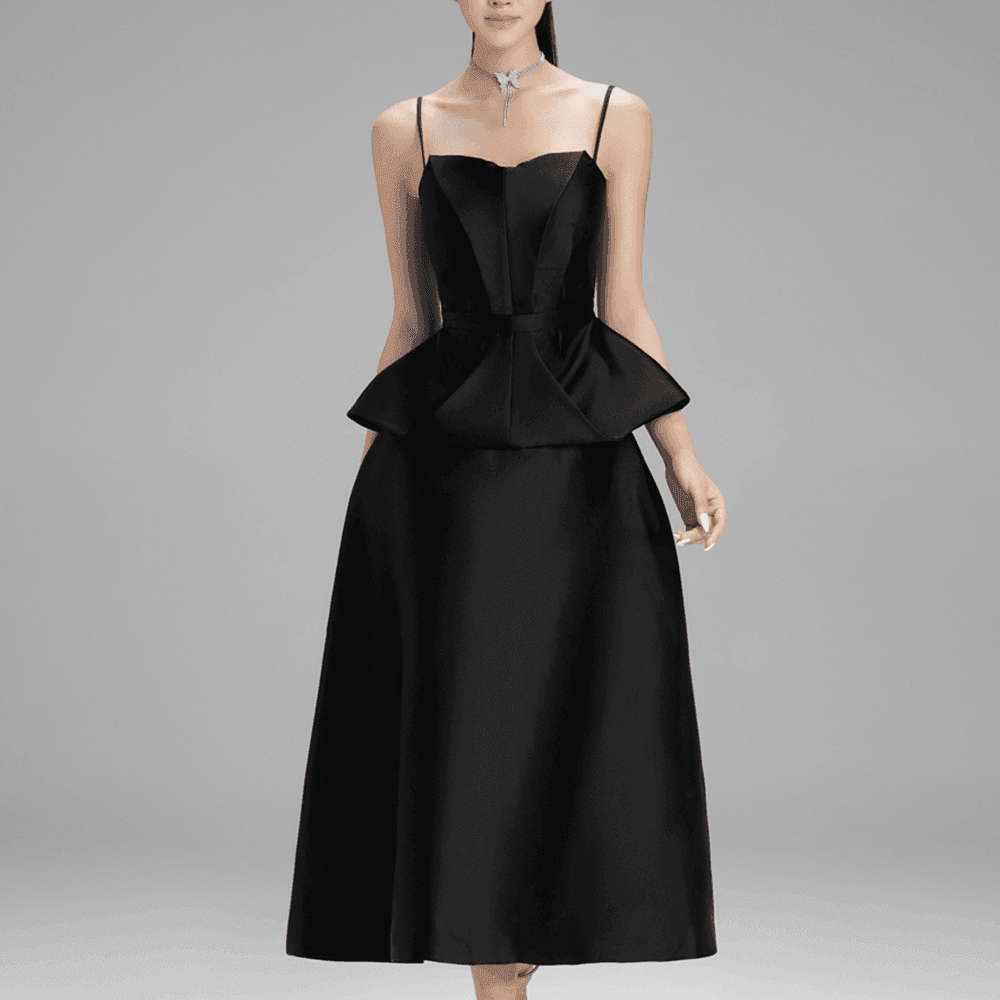 Victoria A-line Plain Taffeta Midi Skirt - MEAN BLVD