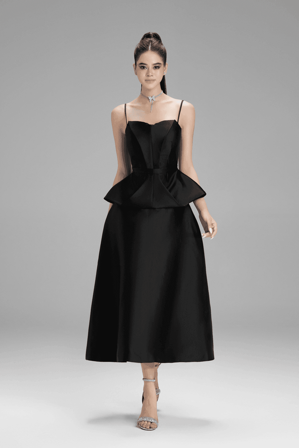 Victoria A-line Plain Taffeta Midi Skirt - MEAN BLVD