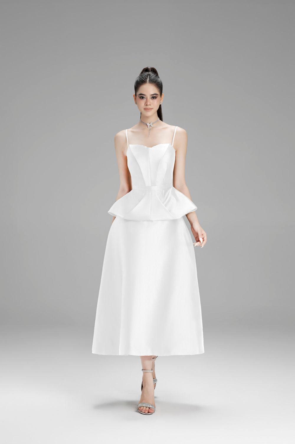 Victoria A-line Plain Taffeta Midi Skirt - MEAN BLVD