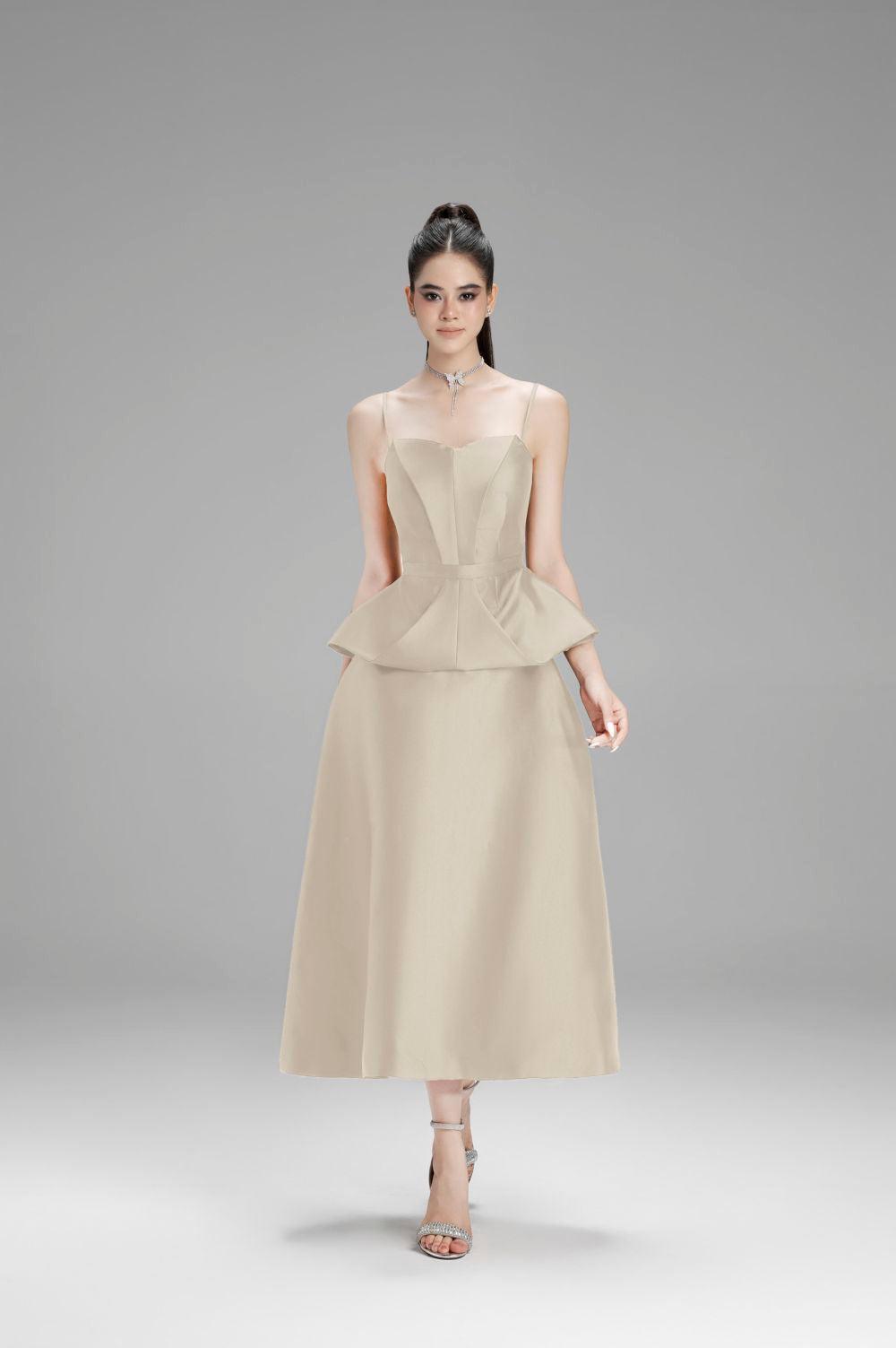 Victoria A-line Plain Taffeta Midi Skirt - MEAN BLVD