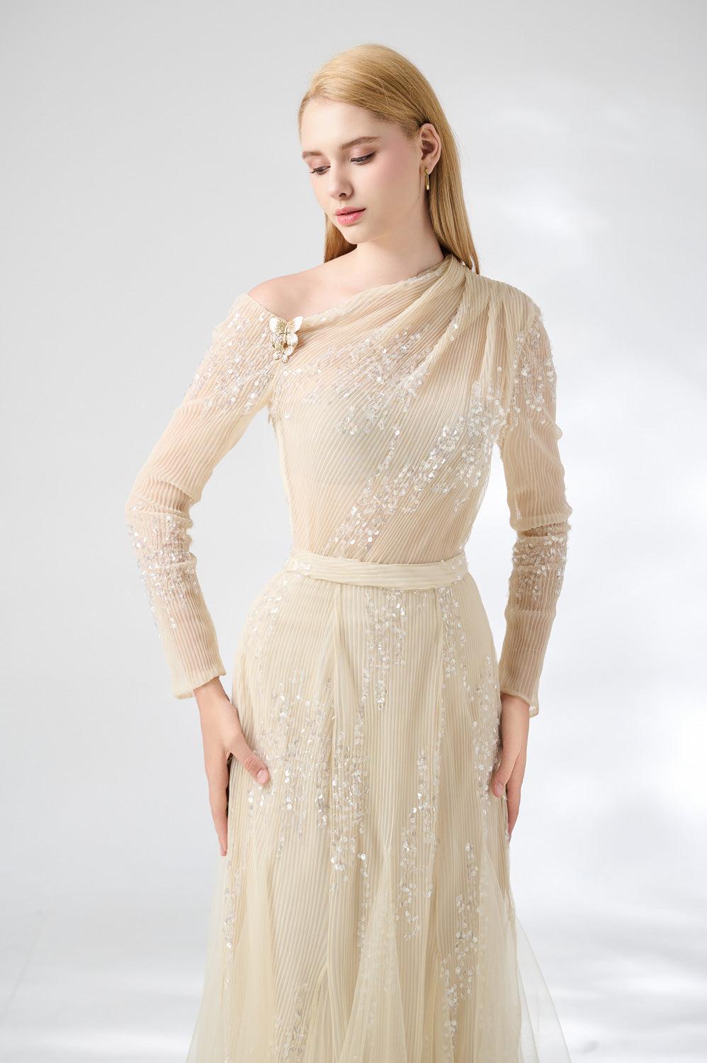 Villanue Gored Pleated Organza Floor Length Set - MEAN BLVD