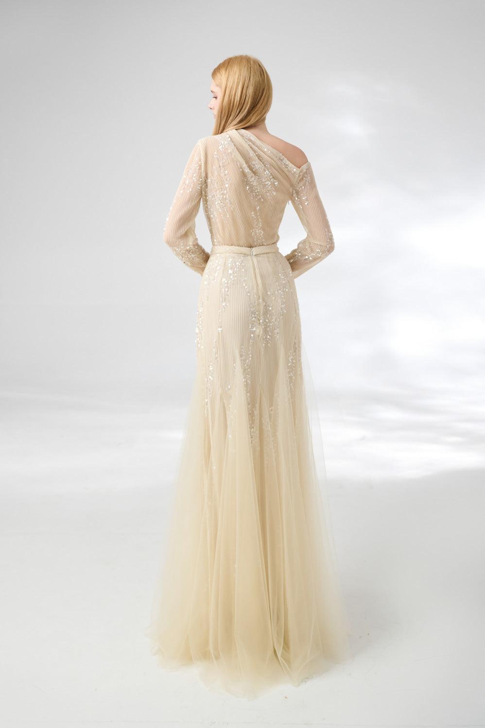 Villanue Gored Pleated Organza Floor Length Set - MEAN BLVD