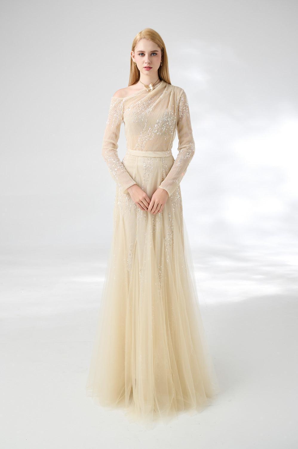 Villanue Gored Pleated Organza Floor Length Set - MEAN BLVD