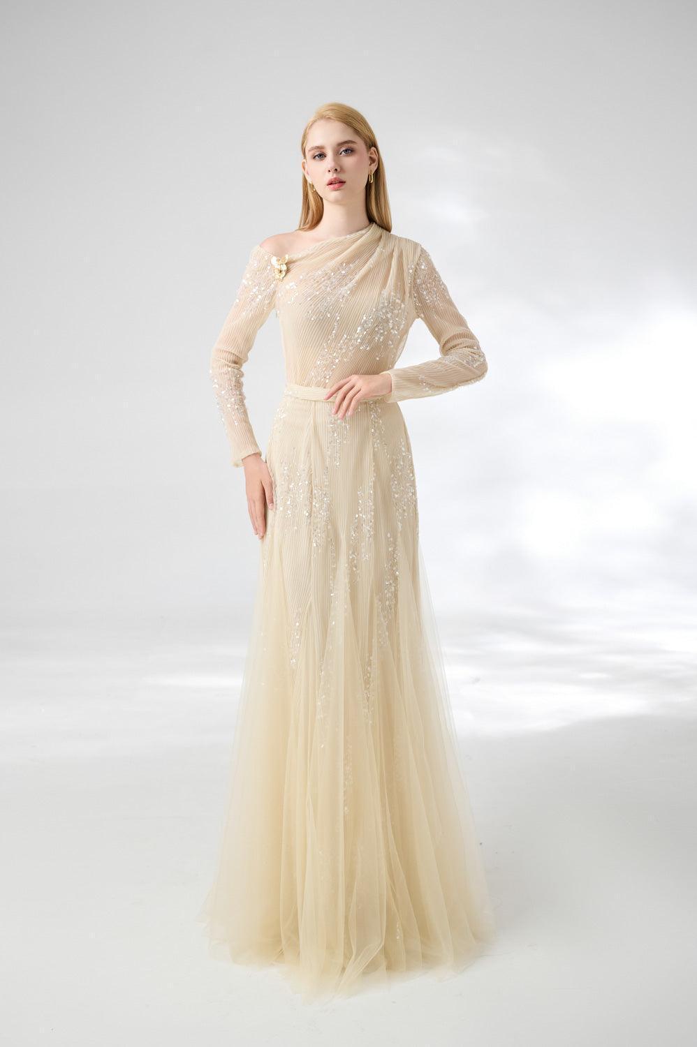 Villanue Gored Pleated Organza Floor Length Set - MEAN BLVD