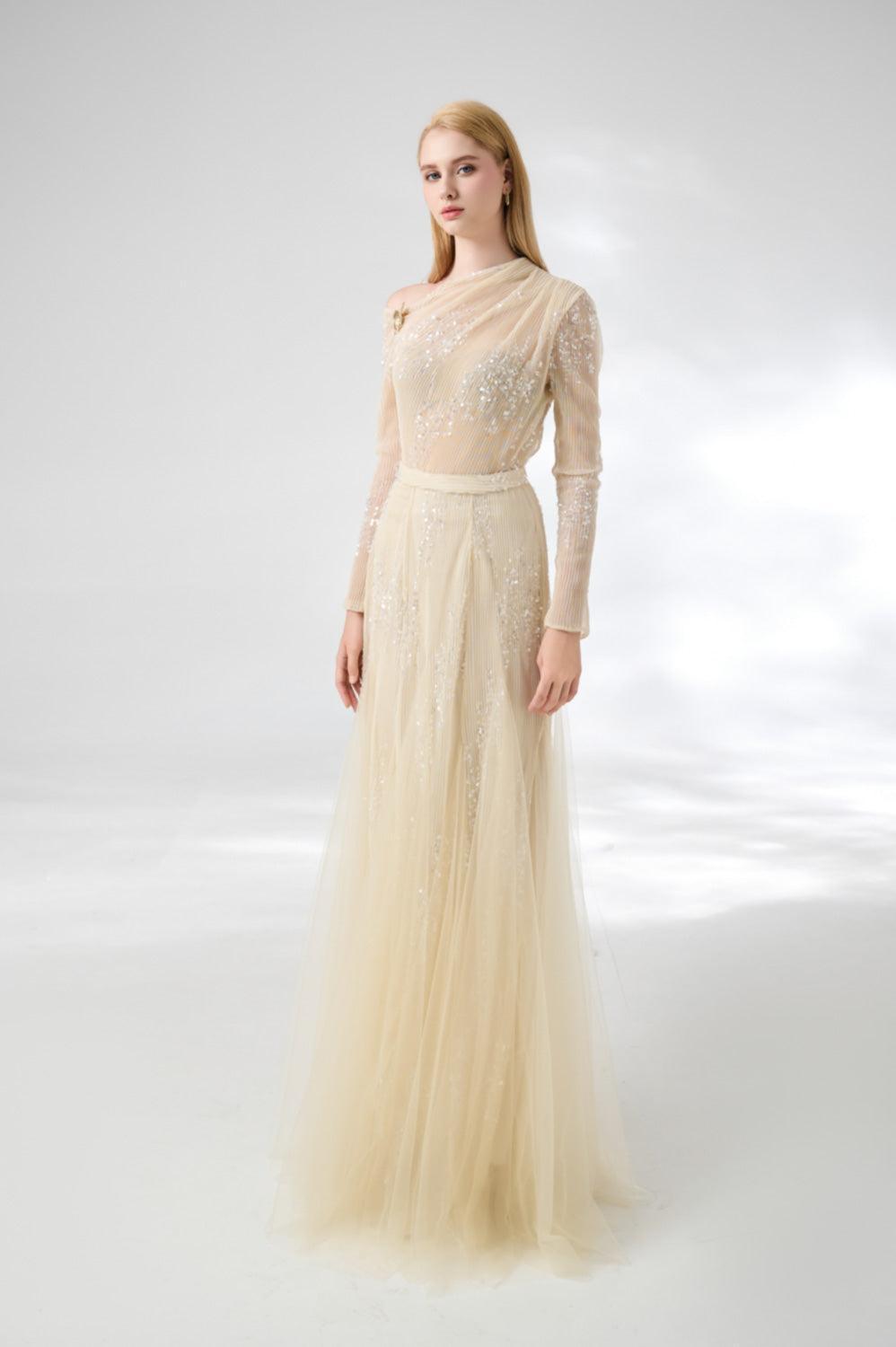 Villanue Gored Pleated Organza Floor Length Set - MEAN BLVD