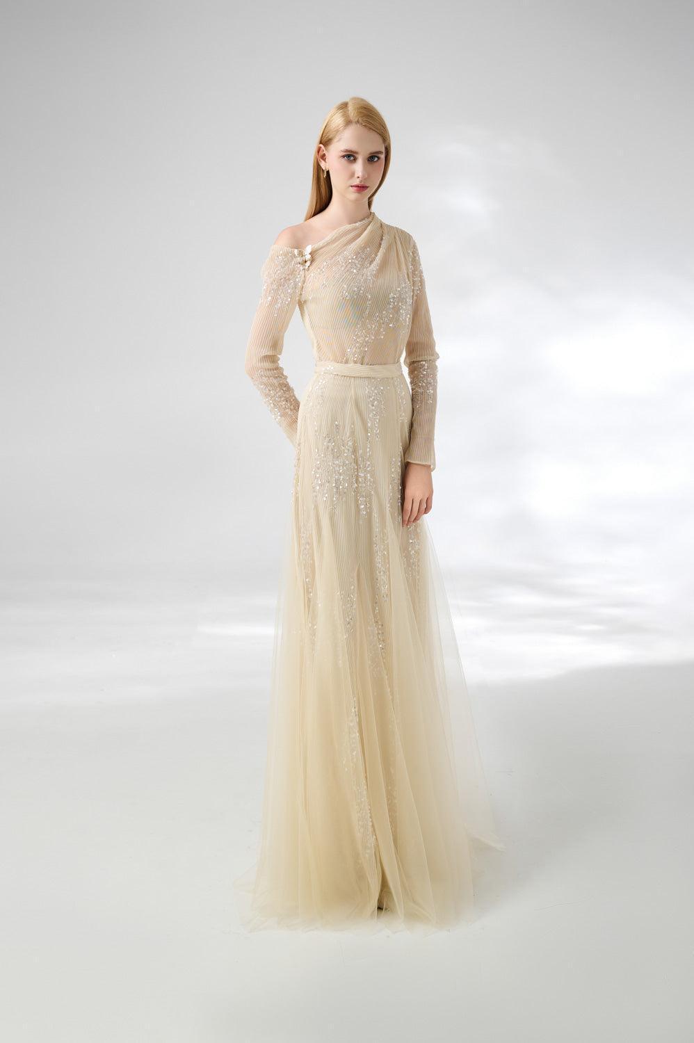 Villanue Gored Pleated Organza Floor Length Set - MEAN BLVD