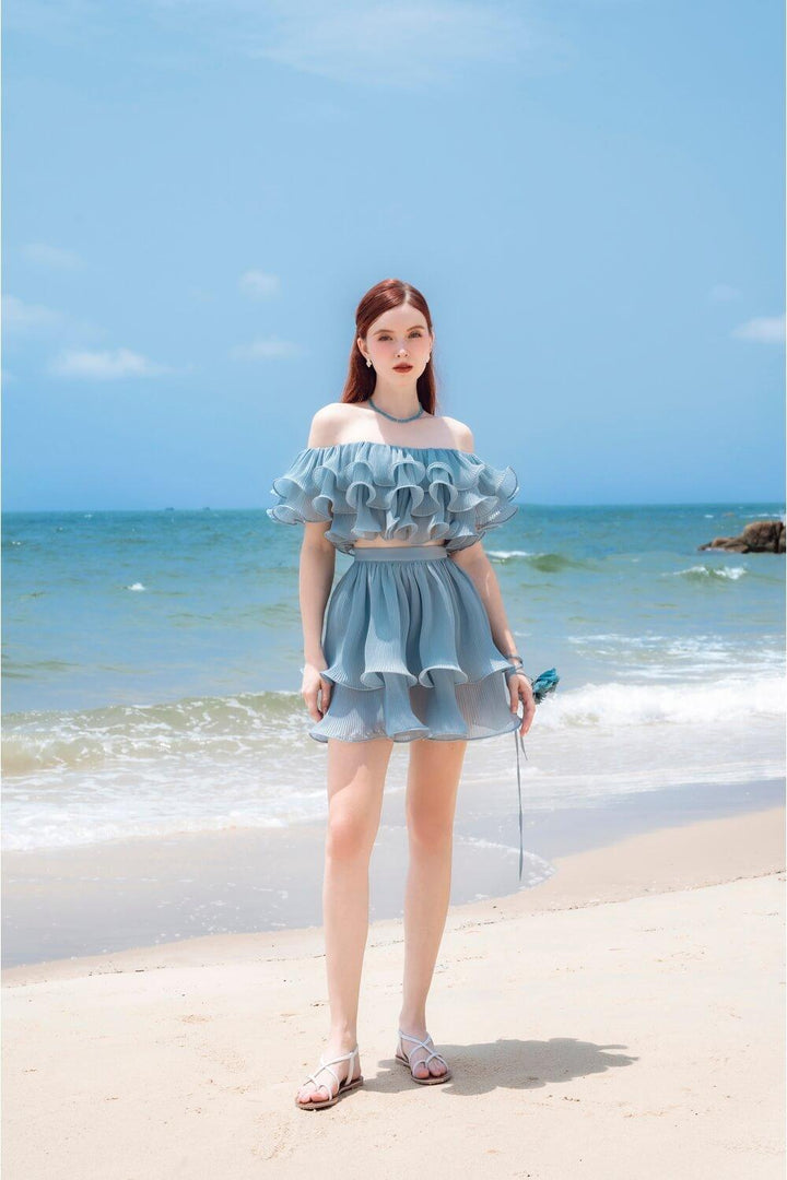 Vilya Wavy Ruffle Layer Silk Organza Mini Skirt - MEAN BLVD