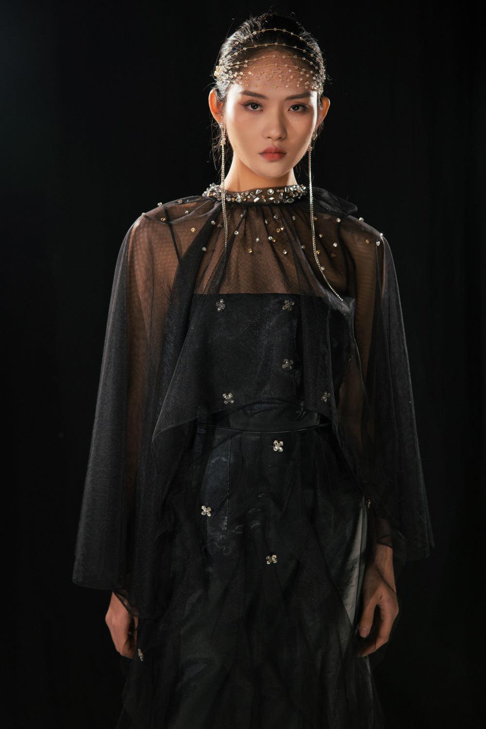 Vincent A-line Ruffle Layer Mesh Taffeta Floor Length Set - MEAN BLVD