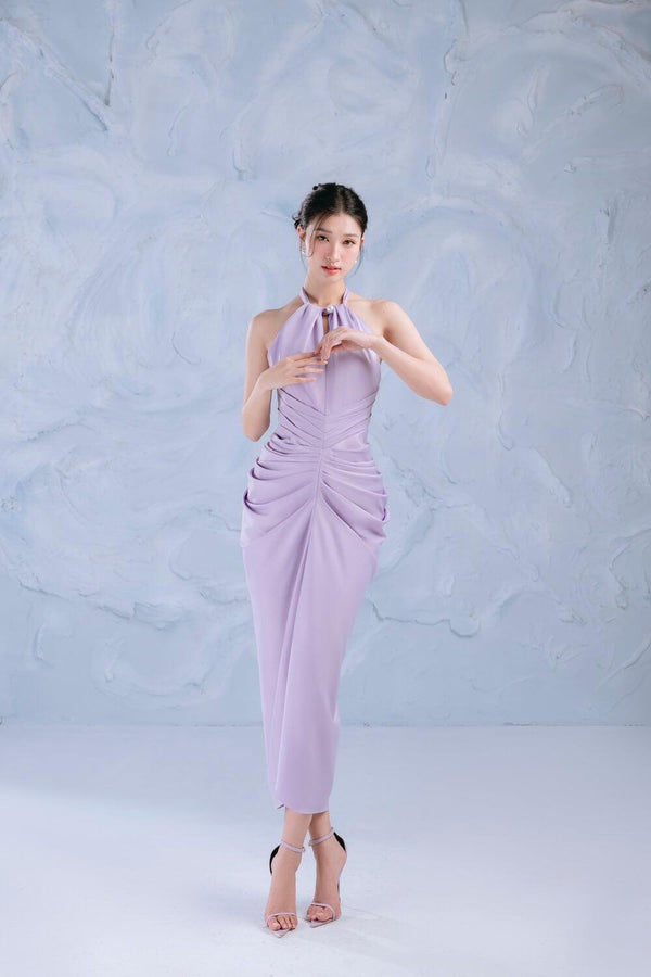 Violet Sarong Halter Neck Silk Midi Dress - MEAN BLVD