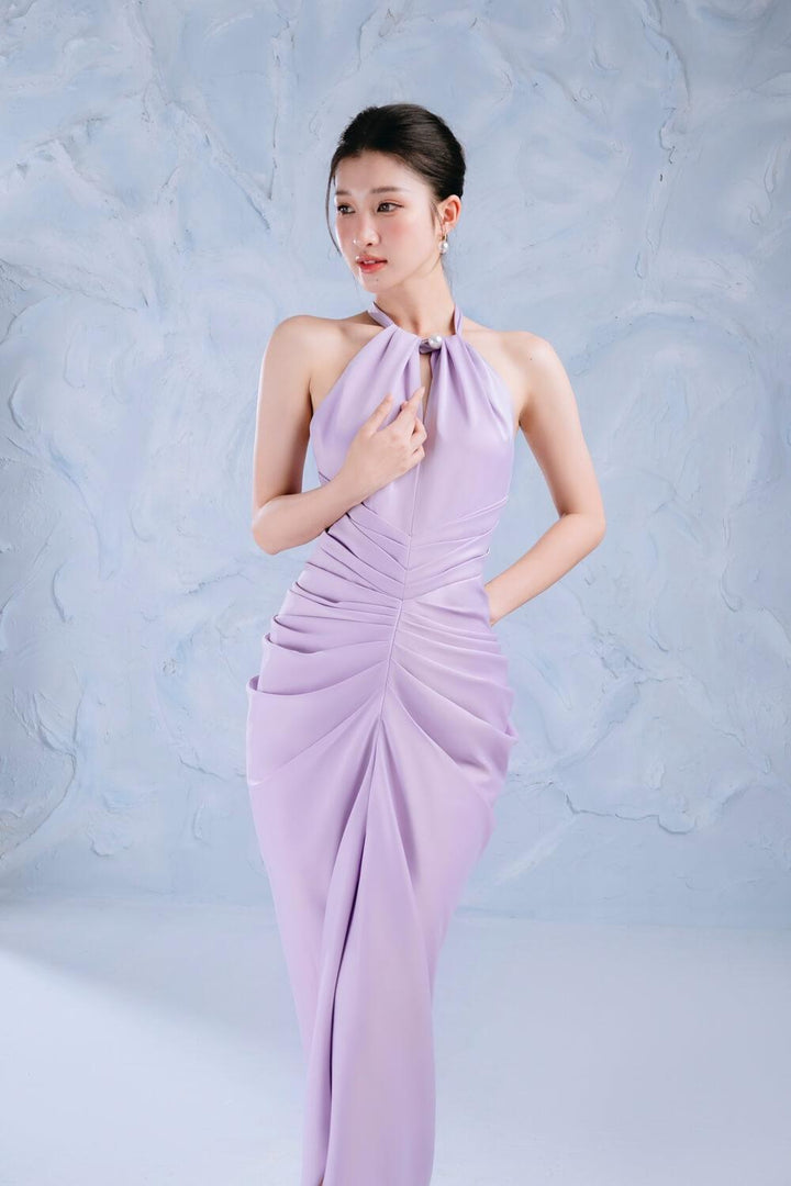 Violet Sarong Halter Neck Silk Midi Dress - MEAN BLVD