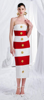 Virginia Strapless Button Organdy Midi Dress - MEAN BLVD
