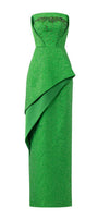 Visage Strapless Straight Across Neck Jacquard Floor Length Dress - MEAN BLVD