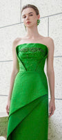 Visage Strapless Straight Across Neck Jacquard Floor Length Dress - MEAN BLVD