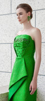 Visage Strapless Straight Across Neck Jacquard Floor Length Dress - MEAN BLVD