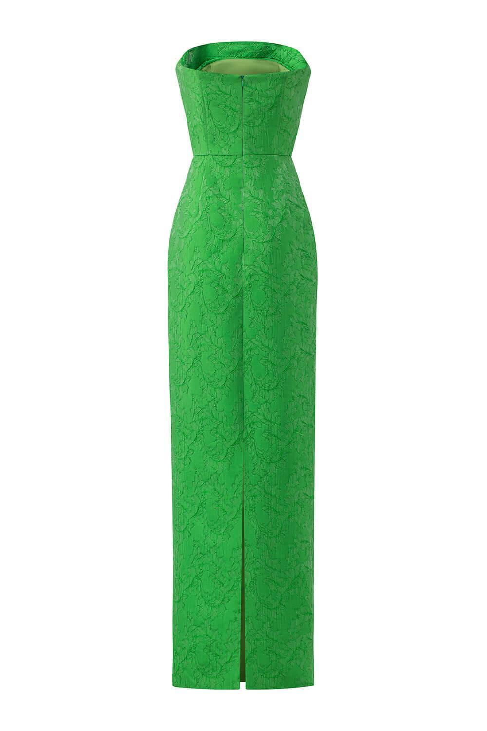 Visage Strapless Straight Across Neck Jacquard Floor Length Dress - MEAN BLVD