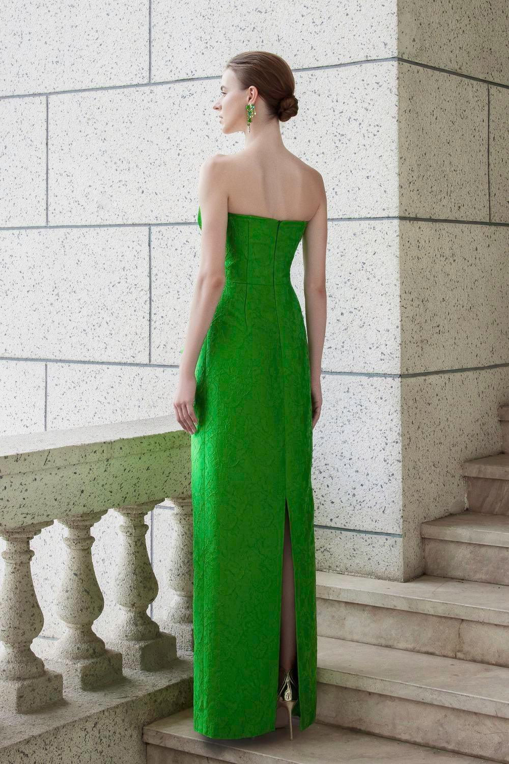 Visage Strapless Straight Across Neck Jacquard Floor Length Dress - MEAN BLVD