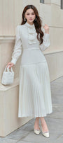 Vita A-line Cuff Sleeved Silk Cotton Blend Midi Dress - MEAN BLVD