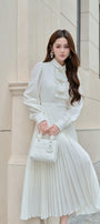 Vita A-line Cuff Sleeved Silk Cotton Blend Midi Dress - MEAN BLVD
